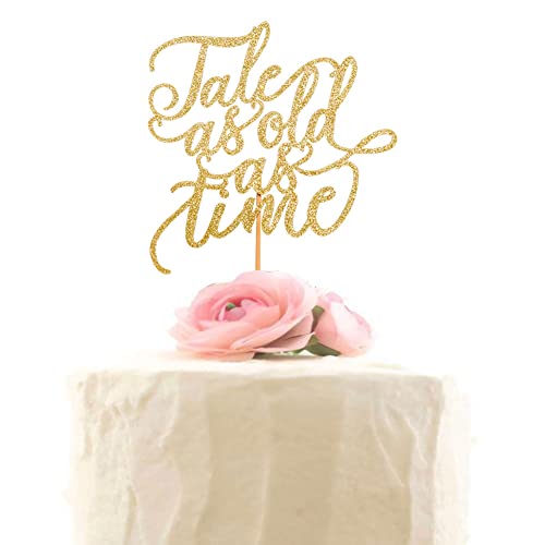 Tortenaufsatz "Tale As Old As Time" – Die Schöne und das Biest Kuchendekoration (goldener Glitzer) von XIUHUBA