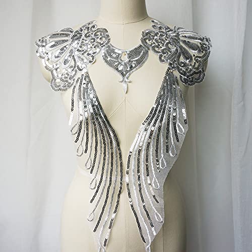 1 Set Silber Pailletten Stickerei Spitze Applikation Nähen Blume Stoff Nähen Kragen Patch Hochzeitskleid Brautkleid DIY 1 Set Silber Pailletten Stickerei Spitze Applikation Nähen Blume Stoff Nähen Kragen Patch Hochzeitskleid Brautkleid DIY von XIUPO