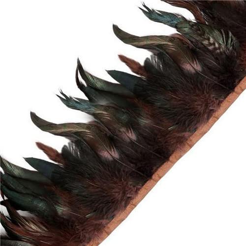 10 Meter bunte Rooser Tails Federborte 10–17 cm Hühnerfederfransenbesatz auf Satinbändern für Kleiderdeko von XIUPO