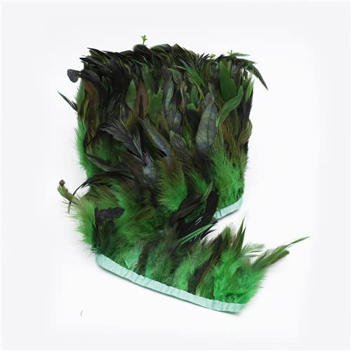10 Meter bunte Rooser Tails Federborte 10–17 cm Hühnerfederfransenbesatz auf Satinbändern für Kleiderdeko von XIUPO