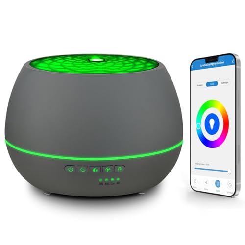 Smart Aroma Diffuser Kompatibel App und Alexa Kontrolle, 500ml Duftöl Luftbefeuchter Diffuser für Ätherische Öle, 7 Farb-LED, Timer und Zeitpläne Erstellen, Waterless Auto-Off, Ultra Quiet von XIUWOUG