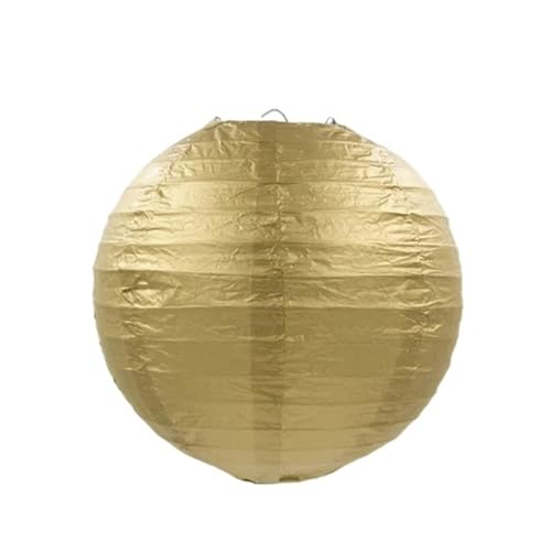 5 Stück 10 cm – 40 cm große runde Papierlaternen in Gold und Silber for die Dekoration festlicher Familienfeiern, Hochzeitsszenen-Layout-Zubehör, Foto-Requisiten für Hochzeiten, Partys(25cm gold) von XIUsheUA