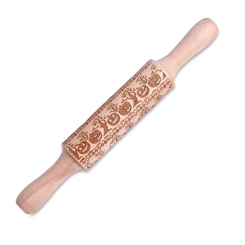 XIUsheUA 35 * 5 cm Präge-Nudelholz Backen Cookies Keks Fondant Kuchenteig Gravierte Holzwalze Schneeflocke Gravierte Nudelhölzer für Küche, Backen(Color 3) von XIUsheUA