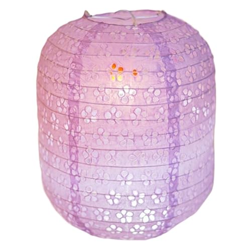 XIUsheUA 5Pcs Zylindrische Hohl Papier Laternen Home Office Festival Hängen Dekor Hochzeit Party Dekoration DIY Laterne Lampenschirm für Hochzeiten, Partys(Light Purple) von XIUsheUA