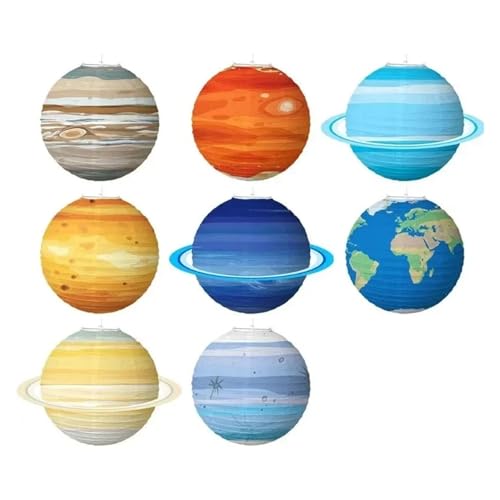 XIUsheUA Acht Planeten Faltbare Geburtstag Papier Ball Lampion Hängende Galaxie Laternen Weltraum Thema Laternen Party Dekor Papier Laterne für Hochzeiten, Partys(Eight Planets) von XIUsheUA