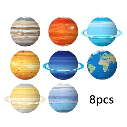 XIUsheUA Acht Planeten Faltbare Geburtstag Papier Ball Lampion Hängende Galaxie Laternen Weltraum Thema Laternen Party Dekor Papier Laterne für Hochzeiten, Partys(Mix Color) von XIUsheUA