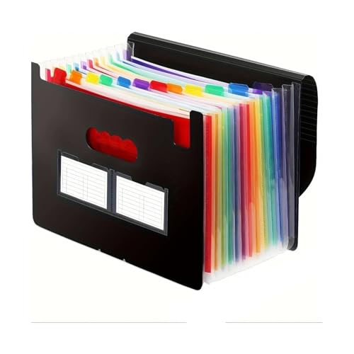 XIUsheUA Erweiterbare Akkordeon-Aktenmappen Fächermappe mit 13/24 Taschen, Akkordeon, A4-Letter-Format, tragbarer Dokumenten-Organizer mit farbigen Registern for Studenten(13 Pocket) von XIUsheUA