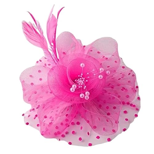 XIUsheUA Fascinator-Hut aus Netzstoff, mit Federn und Blumendekor, for Hochzeiten, Kopfbedeckungen mit Kunstperlen, Haarschmuck for Braut für Hochzeit, Teeparty(Color5) von XIUsheUA