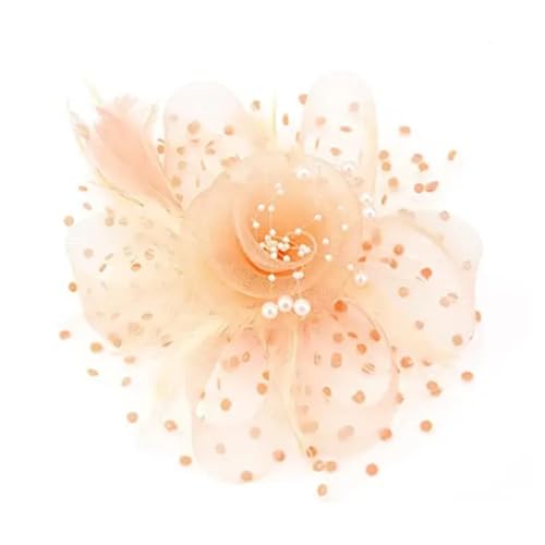 XIUsheUA Fascinator-Hut aus Netzstoff, mit Federn und Blumendekor, for Hochzeiten, Kopfbedeckungen mit Kunstperlen, Haarschmuck for Braut für Hochzeit, Teeparty(Color7) von XIUsheUA