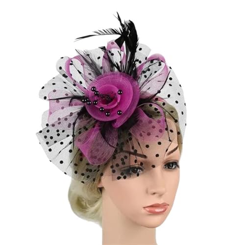XIUsheUA Fascinator-Hut for Frauen, Teeparty, Stirnband, Hochzeit, Cocktail, Netzstoff, Blumen, Federn, Haarspange für Hochzeit, Teeparty(Color1) von XIUsheUA