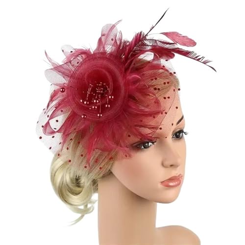 XIUsheUA Fascinator-Hut for Frauen, Teeparty, Stirnband, Hochzeit, Cocktail, Netzstoff, Blumen, Federn, Haarspange für Hochzeit, Teeparty(Color3) von XIUsheUA