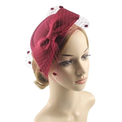 XIUsheUA Fascinator-Hut mit Schleife, Damen-Stirnband aus Netzstoff mit Federn und Clip, Kopfbedeckung for Brauthochzeit, Cocktail-/Teeparty für Hochzeit, Teeparty(8) von XIUsheUA