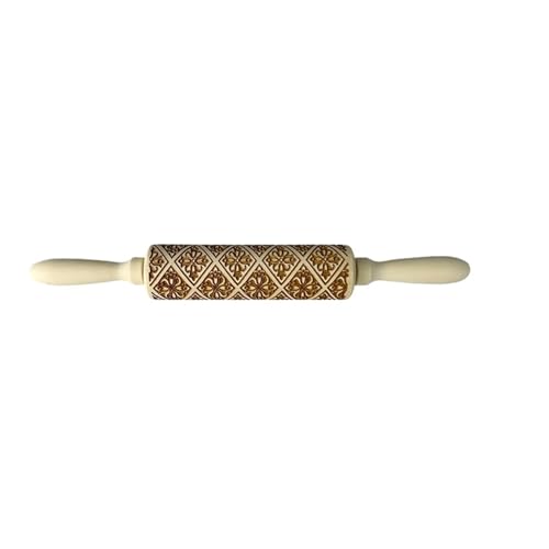 XIUsheUA Nudelhölzer, Stein, Schneeflocke, Elch, aus Holz, for Prägen, Backen von Keksen, Fondant, Kuchen, gemusterte Walze, 35 x 4,5 cm für Küche, Backen(Color 10) von XIUsheUA