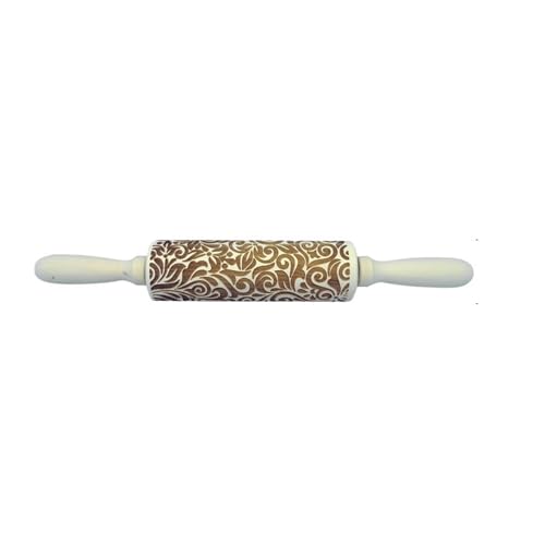XIUsheUA Nudelhölzer, Stein, Schneeflocke, Elch, aus Holz, for Prägen, Backen von Keksen, Fondant, Kuchen, gemusterte Walze, 35 x 4,5 cm für Küche, Backen(Color 4) von XIUsheUA