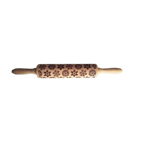 XIUsheUA Nudelhölzer, Stein, Schneeflocke, Elch, aus Holz, for Prägen, Backen von Keksen, Fondant, Kuchen, gemusterte Walze, 35 x 4,5 cm für Küche, Backen(Color 9) von XIUsheUA