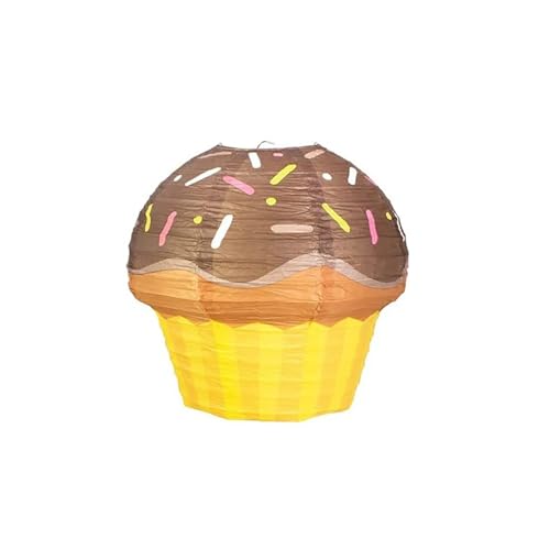 XIUsheUA Papierlaternen Dekorationen Kuchen Papierlaternen Alles Gute for Geburtstag Party Dekoration Ornamente Cup Cake EIS Anhänger Shower Favor für Hochzeiten, Partys(Brown) von XIUsheUA