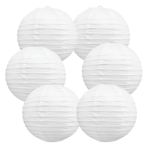 XIUsheUA Weiße Papierlaternen, dekorative hängende runde Papierlaternenlampe for Geburtstagshochzeits-Brautparty-Dekorationen für Hochzeiten, Partys(6pcs 10inch) von XIUsheUA