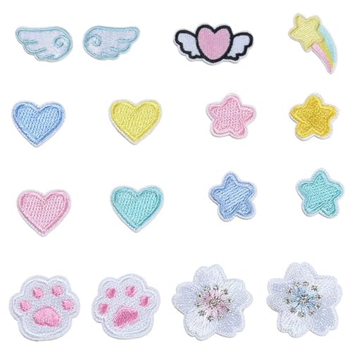 XIWJLWO Aufbügel Patches Set 17 Stück, Blumen Sterne Jeans Bügelbilder, Flicken Aufnäher zum Aufbügeln für Kinder, Applikationen für Kleidung, Patch Sticker für Jacken XIWJLWO Aufbügel Patches Set 17 Stück, Blumen Sterne Jeans Bügelbilder, Flicken Aufnäher zum Aufbügeln für Kinder, Applikationen für Kleidung, Patch Sticker für Jacken von XIWJLWO
