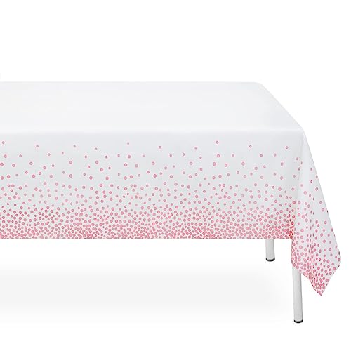 XIXKOLYU® 3 Stück Tischdecken mit weißen und rosa Punkten, rosa Kunststoff-Tischdecken für Partys, Einweg-Tischdecken, wasserfest, rechteckig, Camping-Tischdecke von XIXKOLYU