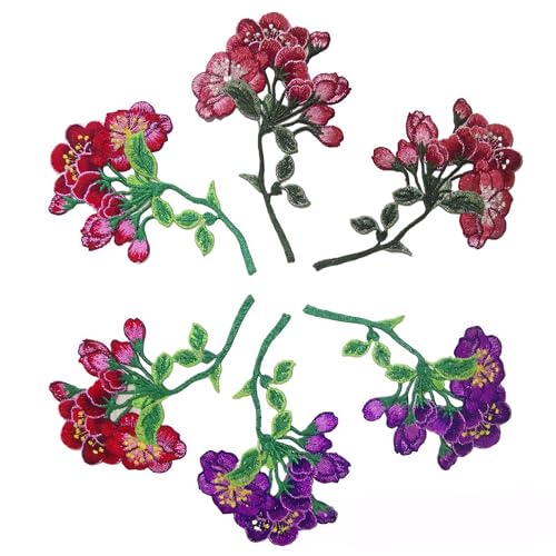 17 * 10 cm 3 Paar Lila Blume Blossom Stickerei Patch Eisen auf Applikationen Chinesische Für Kleidung Nähen Auf Patches Für Jeans Jacke von XJHHS