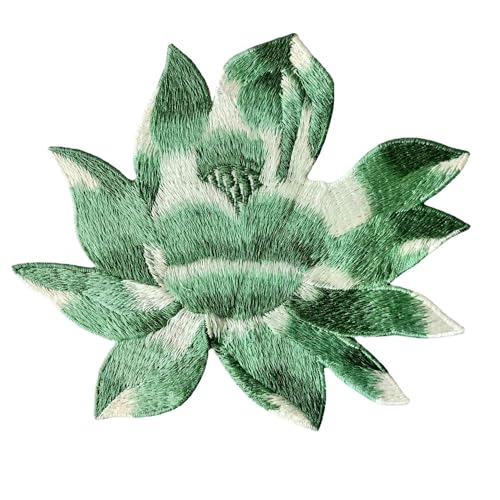 22 * 19CM 5/10PCS Grün Lotus Blume Blüte Stickerei Patch Eisen Auf Applikationen Chinesischen Für Kleidung nähen Auf Patches Für Jeans Jacke von XJHHS