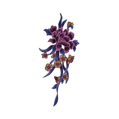 34 * 15CM 3PCS Pfingstrose Blume Blüte Stickerei Patch Eisen Auf Applikationen Chinesischen Für Kleidung Nähen Auf Patches für Jeans Jacke von XJHHS