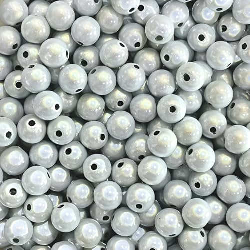 XJHNB 60/100/300/600 Stück reflektierende Perlen, 3D-Illusion, Wunderperlen, 4–30 mm, Stickerei, Acrylperlen für die Schmuckherstellung, hübsch unter Licht - Weiß,12mm 60Stk von XJHNB