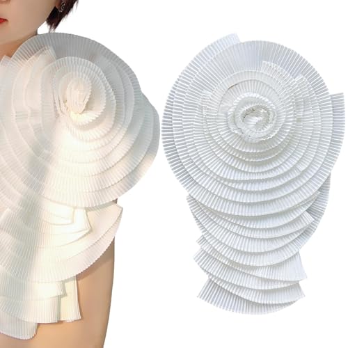 3d Buntes Falten, 16x9 große Blumenanwendungen Brustblumenflecken mit Stecknadel DIY für Frauen Kleidung handgefertigte Stoffaufkleber von XJKLBYQ