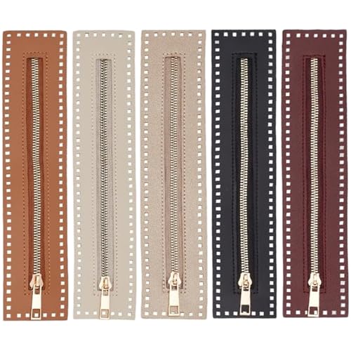 5pcs Reißverschlüsse für Taschen und Geldbörsen, 10, 6 x 2, 4 Zoll PU Leder Häkeln Reißverschluss mit Löchern, Nähbedarf für DIY, Jeans, Handwerk, Reißverschlüsse von XJKLBYQ