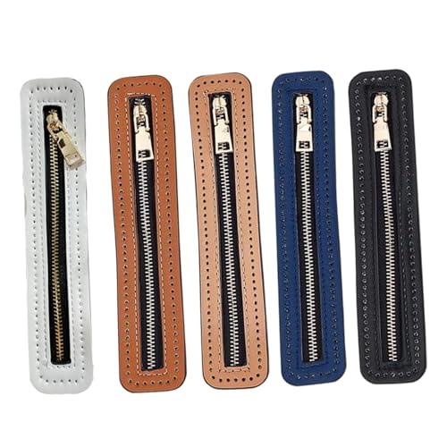 5pcs Reißverschlüsse für Taschen und Geldbörsen, 7x1 -Zoll -PU -Leder -Häkeln mit Löchern, Nähbedarf für DIY, Jeans, Handwerk, Reißverschlüsse von XJKLBYQ