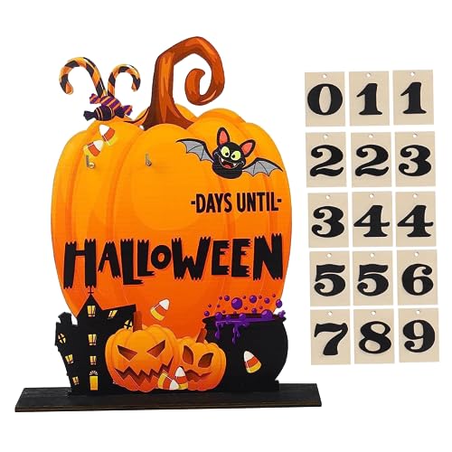 Halloween Adventskalender 2023 Kürbisform aus Holz Halloween Countdown -Kalender mit 15 Prozent von XJKLBYQ