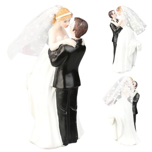 Hochzeitstorte Topper, Braut und Bräutigam -Kuchen -Topper Hochzeits mit Braut und Bräutigam, die sich gegenseitig realistisch glückliches Harz - für Party, Zuhause mehr umarmen von XJKLBYQ
