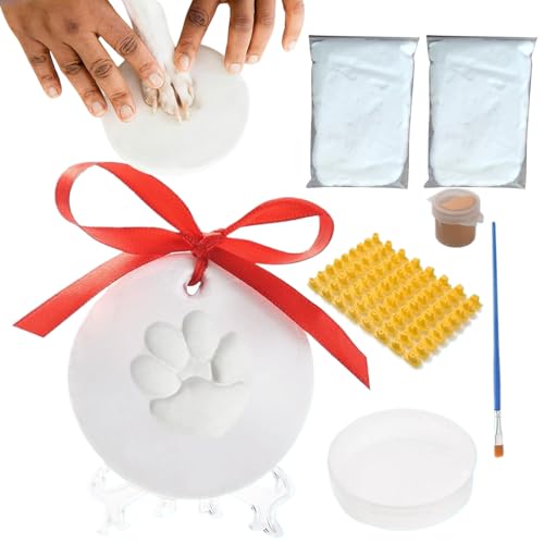 Hundepfotenabdruck Kit, Baby Haustierpfoten -Print Ornament Kit, DIY Hanging Clay Pawprint Haustier Paw Print Impression Kit für Baby Hand Hunde & Katzen Familie Kedensake, Denkmäler Beerdigung von XJKLBYQ