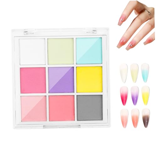 Nagelpigmentpulverpalette, Nagelpigmentpulver, 3x3 Zoll 9 Farben Feste Palette, DIY-farbverstellbare Neon für Nägel, Stil 1 von XJKLBYQ