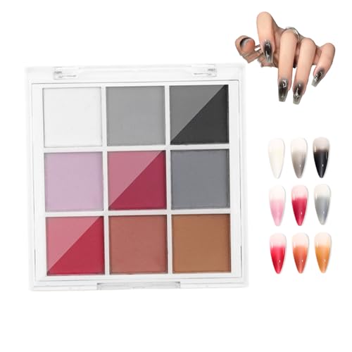Nagelpigmentpulverpalette, Nagelpigmentpulver, 3x3 Zoll 9 Farben Feste Palette, DIY-farbverstellbare Neon für Nägel, Style 2 von XJKLBYQ
