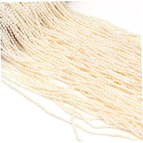 Perlenperlen kultiviertes Süßwasser rund Punch Perle Lose Perlen für Schmuck Herstellung DIY Halskette Armband 1, 8-2mm Weiß von XJKLBYQ
