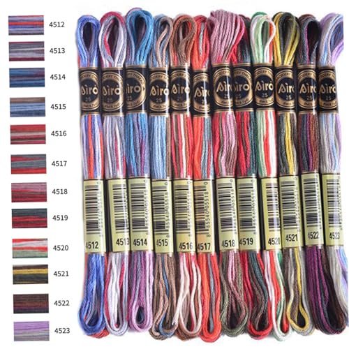 Stickerei Floss Kit, 12pcs 26ft Bunt Stickschnur, Polyester -Kreuzstich -Faden für DIY -Handwerk, Geschenke, Nähen von XJKLBYQ