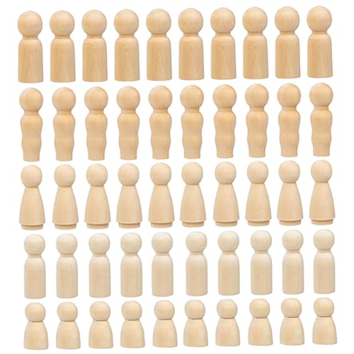 Unvollendete Peg -Puppen, 50 Prozent unbemalte hölzerne Peg Dolls & Figuren, verschiedene für DIY -Kunsthandwerk, Malerei, Dekoration Unvollendete Peg -Puppen, 50 Prozent unbemalte hölzerne Peg Dolls & Figuren, verschiedene für DIY -Kunsthandwerk, Malerei, Dekoration von XJKLBYQ