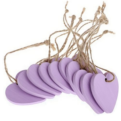 Valentinstag hölzerner Herzform Ornamente, 10pcs Holzherzen für Handwerk, Tags mit hängendes Seil, Herzwanddekor für Valentinstag, Hochzeit, Thanksgiving, Zuhause von XJKLBYQ