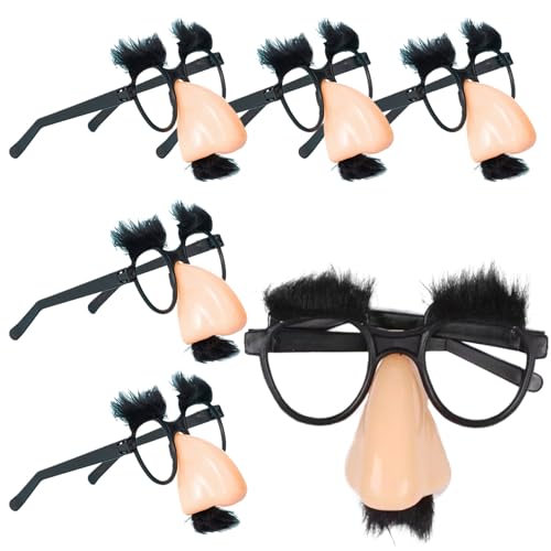 XJKLBYQ Halloween -Brille, 6pcs lustige Brille mit falscher Nase, Augenbrauen ＆ Schnurrbart, lustige Kostüme für Kostüm Halloween, Partybevorzugungen, Geburtstagsfeiern, Kostüme von XJKLBYQ