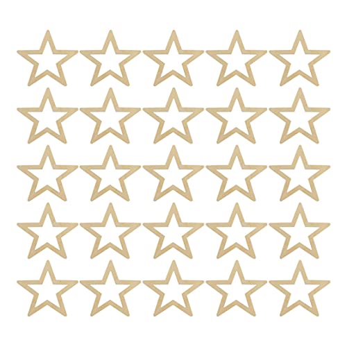 XJKLBYQ Hölzerne Sterne unvollendete Hohle natürliche Holzscheiben DIY Craft Project Cutout Verzierungen 25pcs, Holzsterne von XJKLBYQ