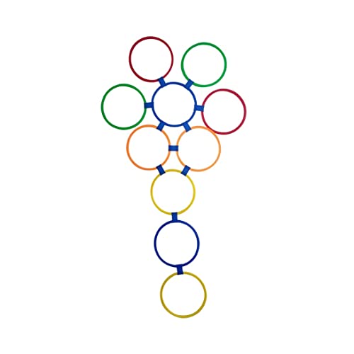 XJKLBYQ Hopscotch-Ringspiel, 10 mehrfarbige Plastikringe und 10 Anschlüsse, 14, 96 Zoll Elastizitätstraining trainieren Outdoor-Spiele für Kinder von XJKLBYQ