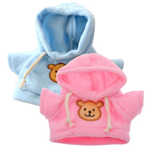 XJKLBYQ Mini Hoodies für Puppe, 2pcs mit Kapuze süße gefüllte Tierkleidung, Cartoon DIY Dekorative Kleidung für 6-8-Zoll-Stoffbären von XJKLBYQ