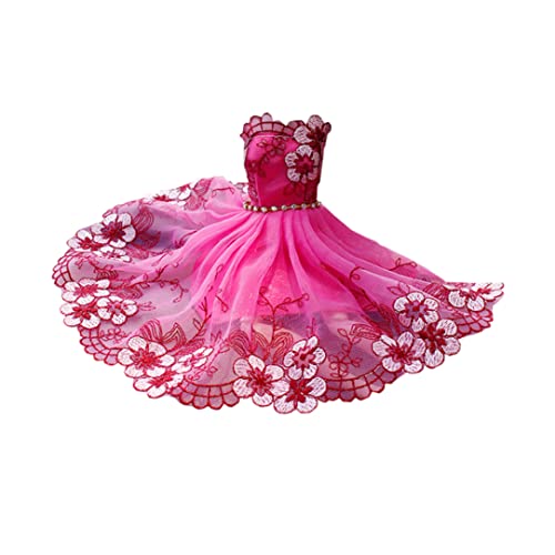 XJKLBYQ Puppenkleidung, handgefertigte Fashion -Party -Kleid -Outfit für Mädchen Puppe, Hochzeitskleid Kleider Prinzessin Kleidung für Puppen (Rose Red Flower) von XJKLBYQ