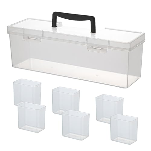 XJKLBYQ Trading Card Storage Box, Plastic Clear Baseball Card Organizer, 6 Fächerbox für Sammler, tragbar XJKLBYQ Trading Card Storage Box, Plastic Clear Baseball Card Organizer, 6 Fächerbox für Sammler, tragbar von XJKLBYQ