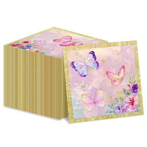 100 Stück Schmetterlingsservietten, 33 x 33 cm, rosa Blumen-Papierservietten, Frühlingsblumen, Party-Servietten, dekorative Papierservietten für Hochzeit, Blumen, Frühling, Schmetterling, 100 Stück Schmetterlingsservietten, 33 x 33 cm, rosa Blumen-Papierservietten, Frühlingsblumen, Party-Servietten, dekorative Papierservietten für Hochzeit, Blumen, Frühling, Schmetterling, von XJLANTTE