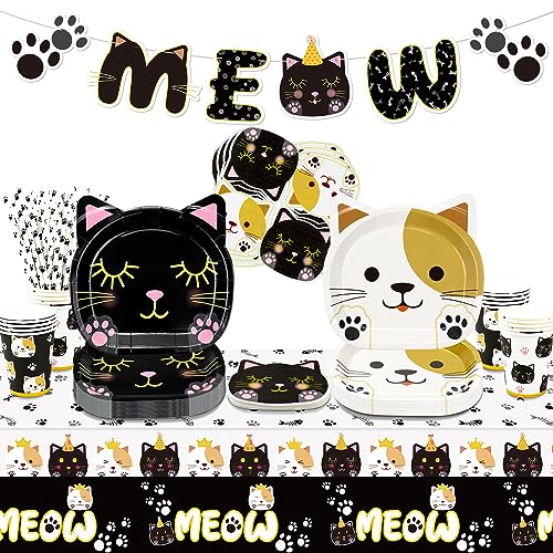 107 Pcs Katze Geburtstag Party-Dekorationen - Katze Teller, Servietten, Tassen, Tischdecke, MEOW Banner und Papier Strohhalme für Haustier Katze Themed Birthday Party Supplies, Serve 20 Gäste 107 Pcs Katze Geburtstag Party-Dekorationen - Katze Teller, Servietten, Tassen, Tischdecke, MEOW Banner und Papier Strohhalme für Haustier Katze Themed Birthday Party Supplies, Serve 20 Gäste von XJLANTTE