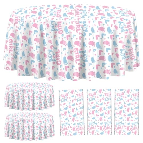3 Stück Geschlecht Reveal Tischdecken, Junge oder Mädchen Geburtstag Tischdecken, runde rosa und Blaue Tischdecken für Geschlecht Reveal Junge oder Mädchen Baby-Dusche Party Supplies, 213x 213 cm 3 Stück Geschlecht Reveal Tischdecken, Junge oder Mädchen Geburtstag Tischdecken, runde rosa und Blaue Tischdecken für Geschlecht Reveal Junge oder Mädchen Baby-Dusche Party Supplies, 213x 213 cm von XJLANTTE