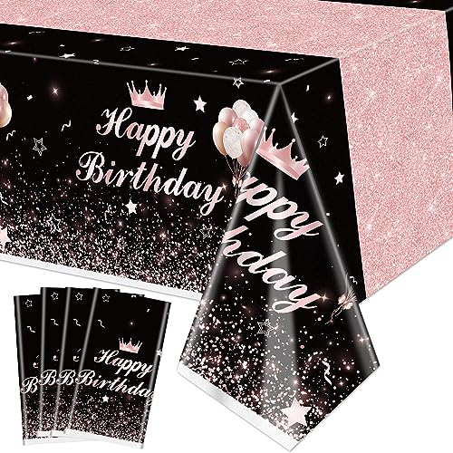 4 Stück schwarz und Rose Gold Party Tischdecken - Rose Gold schwarz Geburtstag Dekorationen Tischdecke rechteckigen Tisch deckt Geburtstag Tischdekorationen für Frauen Mädchen Prinzessin, 130x180cm 4 Stück schwarz und Rose Gold Party Tischdecken - Rose Gold schwarz Geburtstag Dekorationen Tischdecke rechteckigen Tisch deckt Geburtstag Tischdekorationen für Frauen Mädchen Prinzessin, 130x180cm von XJLANTTE