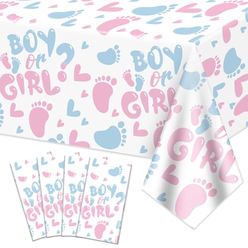 4Pcs Geschlecht Reveal Tischdecke - Junge oder Mädchen Tischdekorationen Rechtecke rosa und blau Tischdecke für Baby-Dusche Dekorationen, Geschlecht Reveal Junge oder Mädchen Party-Zubehör, 130x220cm 4Pcs Geschlecht Reveal Tischdecke - Junge oder Mädchen Tischdekorationen Rechtecke rosa und blau Tischdecke für Baby-Dusche Dekorationen, Geschlecht Reveal Junge oder Mädchen Party-Zubehör, 130x220cm von XJLANTTE